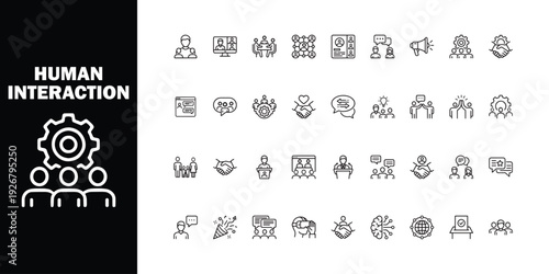 Collection of line depicting human interaction and business concepts communication teamwork d