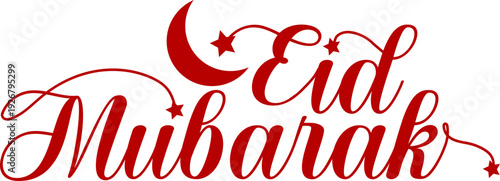 Eid Mubarak icon hand lettering typography collection in red and black color featuring modern calligraphy styles with crescent moon and Islamic decorative elements.