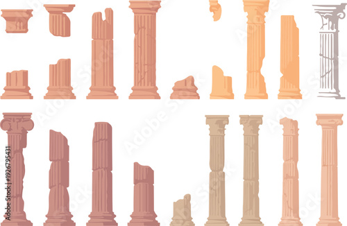 Antique Roman Ruins Collection  Classical Pillars and Arches Cartoon Pack