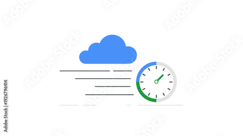 Cloud computing concept with clock symbolizing speed and efficiency  