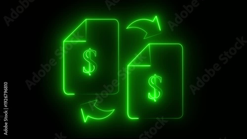 Financial Document Exchange with Dollar Symbol – Money Transfer Financial Documents Invoice Exchange Dollar Symbol Payment Processing Fintech Concept.