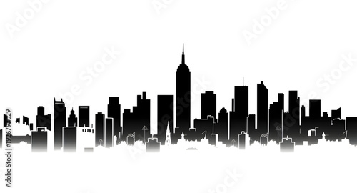 city, skyline, silhouette, urban, metropolis, buildings, skyscrapers, downtown, architecture, cityscape, horizon, outline, black, monochrome, minimal, modern, graphic, vector, illustration, icon, symb