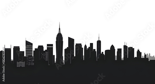 city, skyline, silhouette, urban, metropolis, buildings, skyscrapers, downtown, architecture, cityscape, horizon, outline, black, monochrome, minimal, modern, graphic, vector, illustration, icon, symb