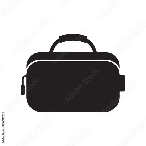 Professional bag icon silhouette for business luggage or cosmetic kit case isolated on transparent background representing travel storage and personal accessory design