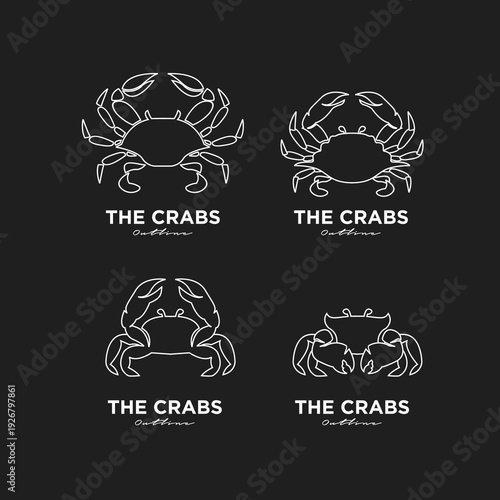 Minimalist Crab Outline Logo Designs Collection for Seafood Restaurants
