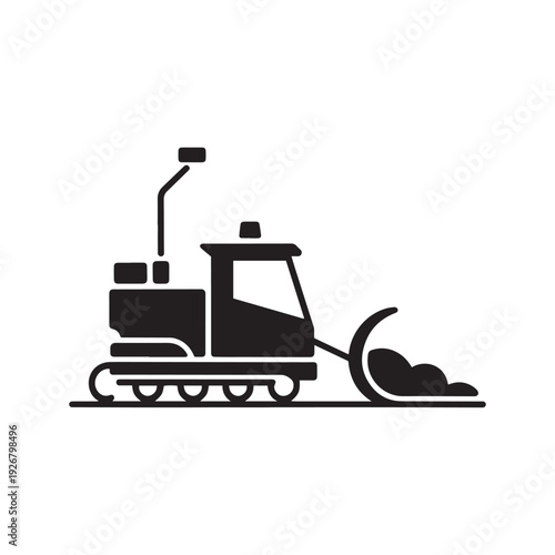 Snowplow heavy equipment icon black color vector illustration isolated on transparent background for construction industrial design