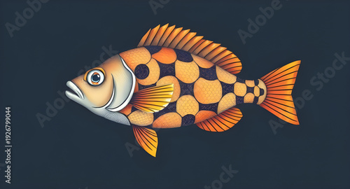 fish, vector, abstract, illustration, marine, aquatic, ocean, sea, water, animal, nature, creative, artistic, modern, geometric, pattern, colorful, vibrant, minimal, flat, graphic, design, symbol, ico