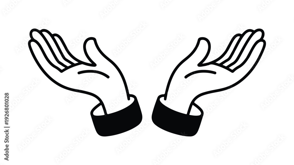 Obraz premium open hands with palms up and cuffs gesture of offering or receiving