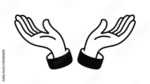 open hands with palms up and cuffs  gesture of offering or receiving