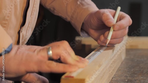 Marking the wooden detail woodworking