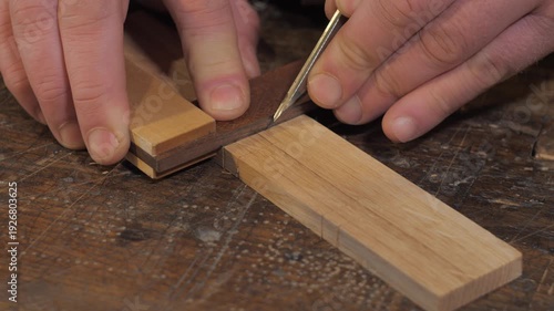 Marking the wooden detail woodworking