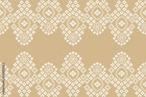 Motif ethnic pattern traditional tribal colorful embroidery with fabric,brown,background,art.