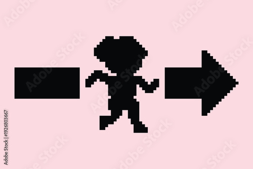 Character woman girl run exercise marathon race with gym,exercise,fitness,8bit,cartoon.