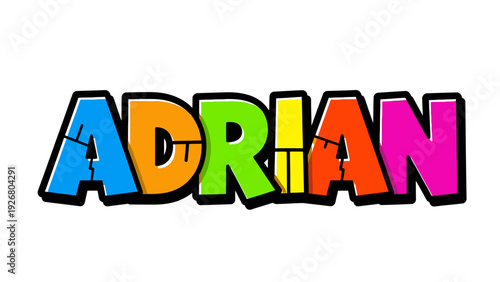 Adrian Typography Illustration 3D Render Colorful Bold Text Font Design for Personalization and Branding