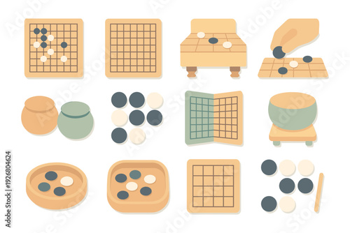 Traditional board game elements vector illustration: flat style design for educational or hobby materials