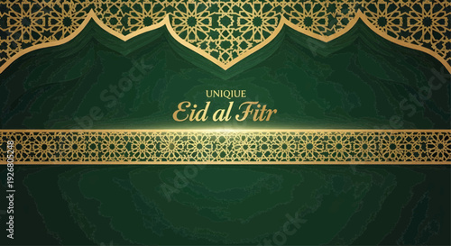 Unique Eid al-Fitr vector illustration with horizontal panoramic layout