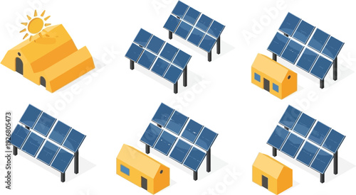 Solar panel vector illustration for renewable energy and sustainable housing design