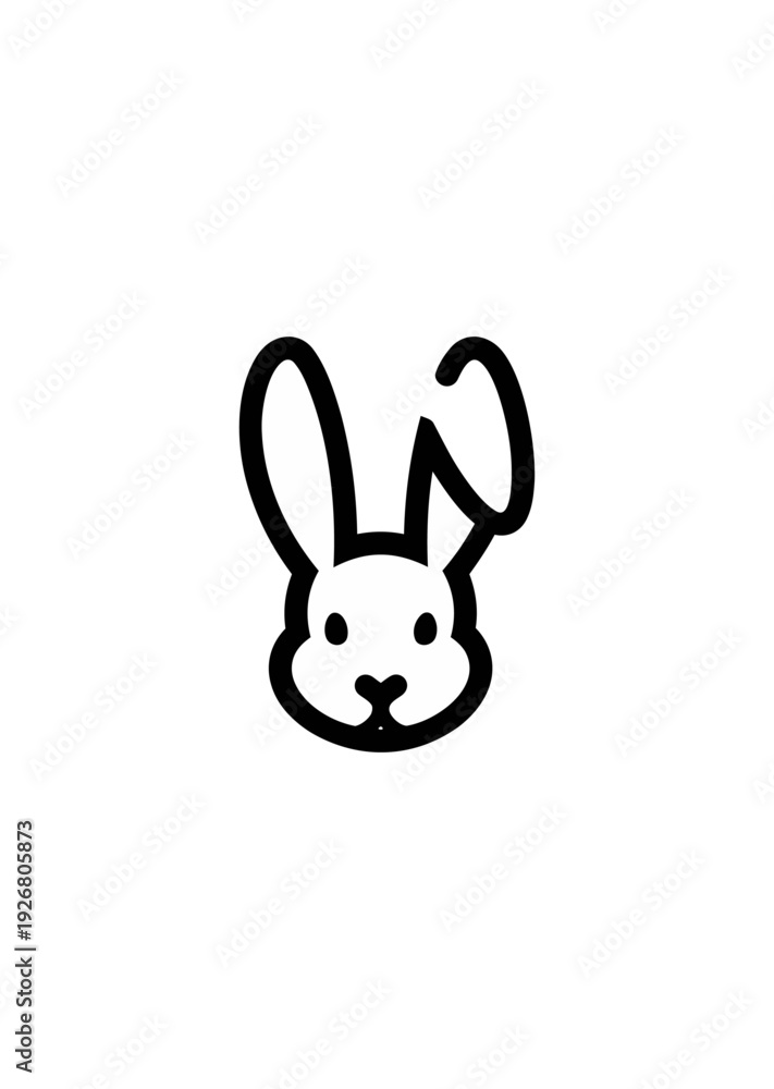 Obraz premium White rabbit silhouette on black background minimalist illustration