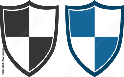 Modern shield security check icon set collection in flat and line style featuring protection, approval, verified badge and cybersecurity symbols. Data safety and trust concepts.