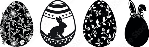 Easter eggs decorated with easter bunny design for spring holiday