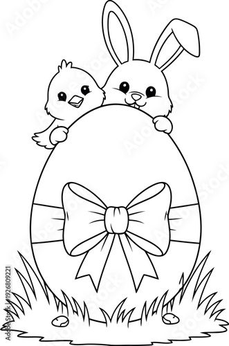 Easter egg delight bunny and chick friends celebrate springtime