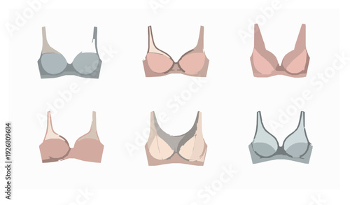 Types of bras lingerie collection vector illustration