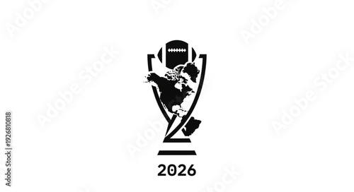 American football trophy design with the year 2026 at the bottom, a symbol of future competition.