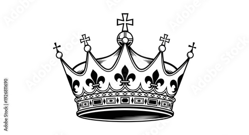 Detailed illustration of a royal crown, a symbol of power and authority, elegant design.