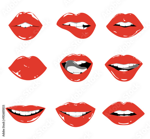 set of lips vector