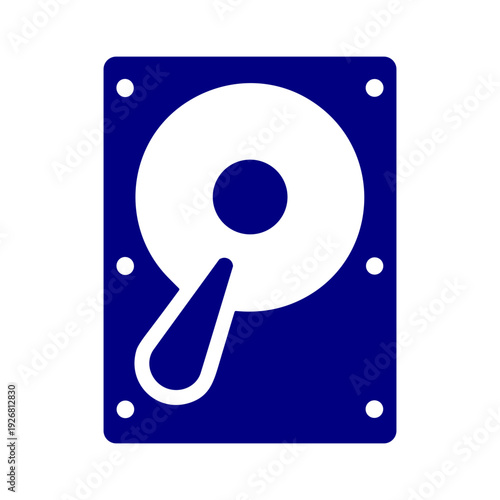Blue internal hard drive HDD data storage technology computer glyph icon