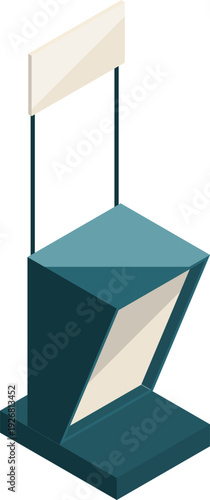 Promo stand isometric icon. Empty marketing panel