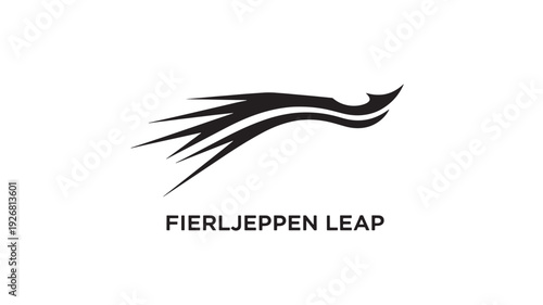 High-quality logo design featuring an abstract Fierljeppen leap motion in black on a clean white background, conveying energy and movement.