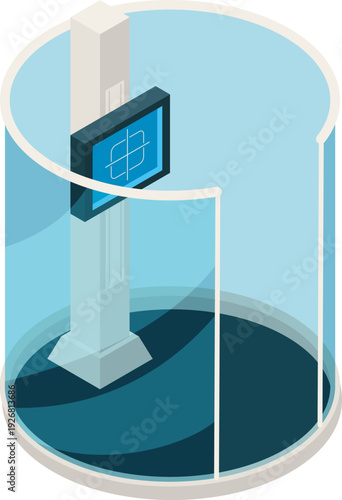 Chest xray machine isometric icon. Fluorography or radiography equipment
