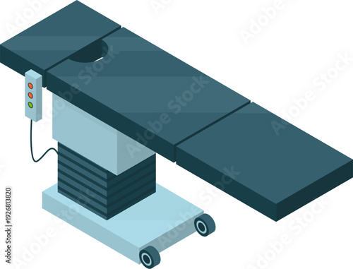 Operating surgical table isometric icon. Hospital procedure equipment