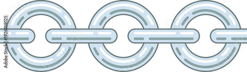 Metal chain rings border. Cartoon strong connect