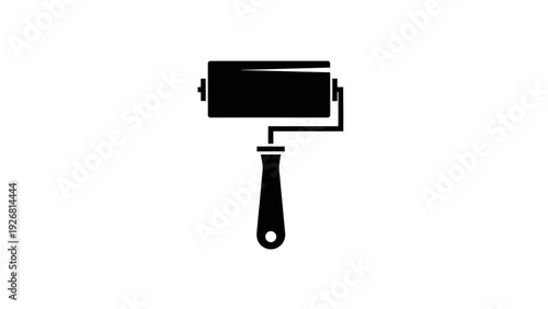 Simple black and white paint roller icon on white background.