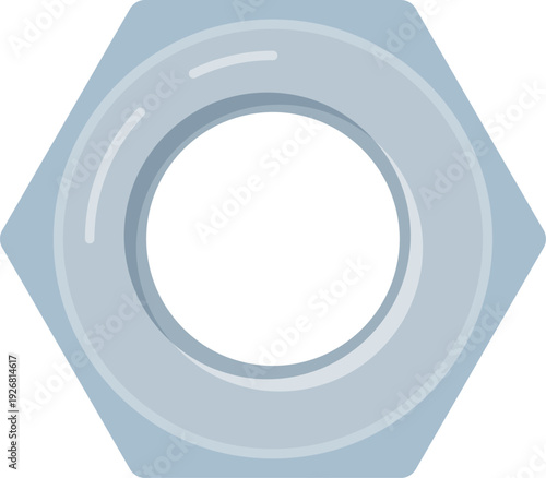 Metal nut for hexagon industrial fastener cartoon icon