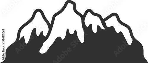 Ice mountain tops black icon. High peak range