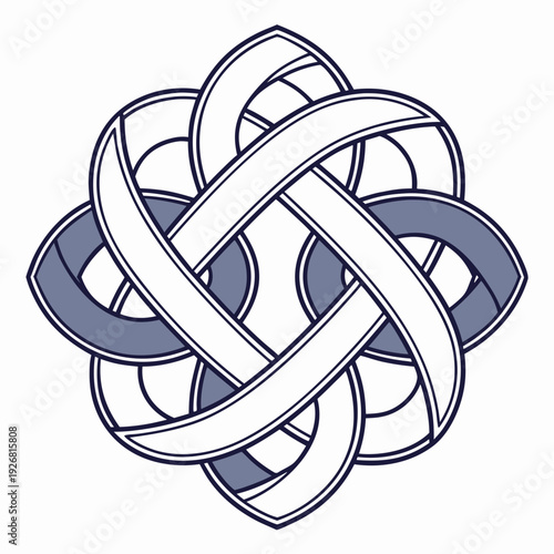 Intricate Blue and White Celtic Knot Style Interwoven Design