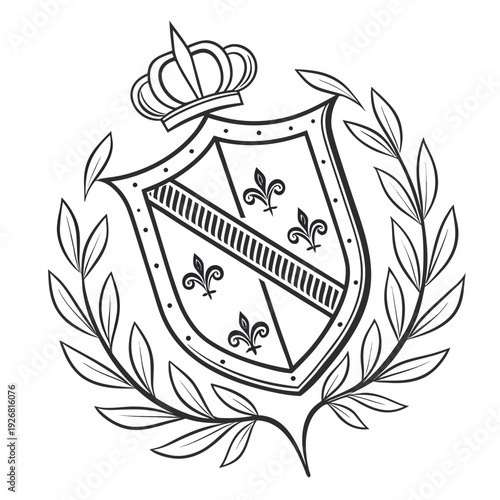 Heraldic Shield with Crown and Laurel Wreath