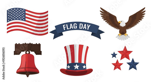 Iconic American symbols for patriotic holidays and events