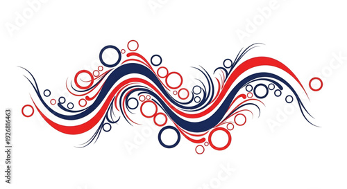 Abstract patriotic swirl decoration with red blue and white