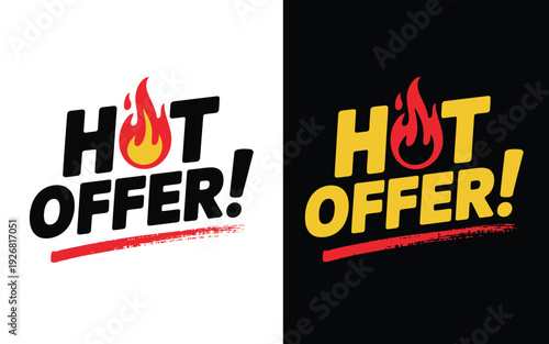 Special fiery, offer hot sale banner, and sticker vector template with discount tag, isolated on transparent and black backgrounds, ideal for retail promotions, seasonal sales, marketing campaigns.