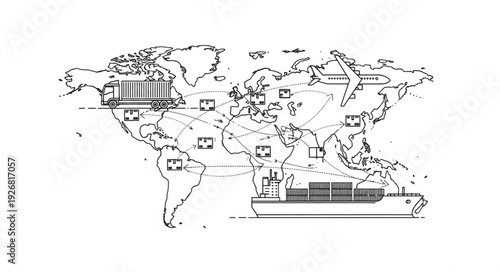 Global transportation network showcasing various modes of transport around the world.