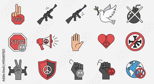 Collection of Peace and Conflict Symbols.