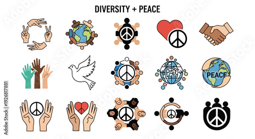 Diversity Peace Symbols Unity Icons Collection.