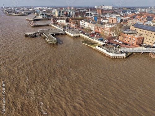 aerial view of Hull Pier, Nelson Street Hull
