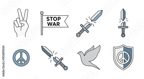 Peace Symbols and Anti War Icons.