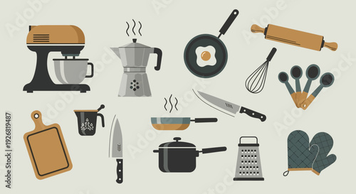 Kitchen Utensils and Appliances Collection: Cooking, Baking, and Food Preparation Tools