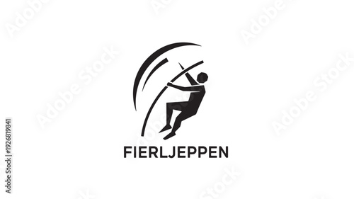 A minimalist black logo featuring a windsurfer in action, accompanied by the text FIERLJEPPEN, set against a clean white backdrop